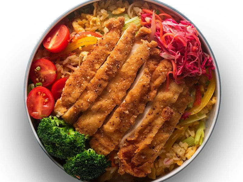 Scallion Fried Rice with Fried Chicken Fillet